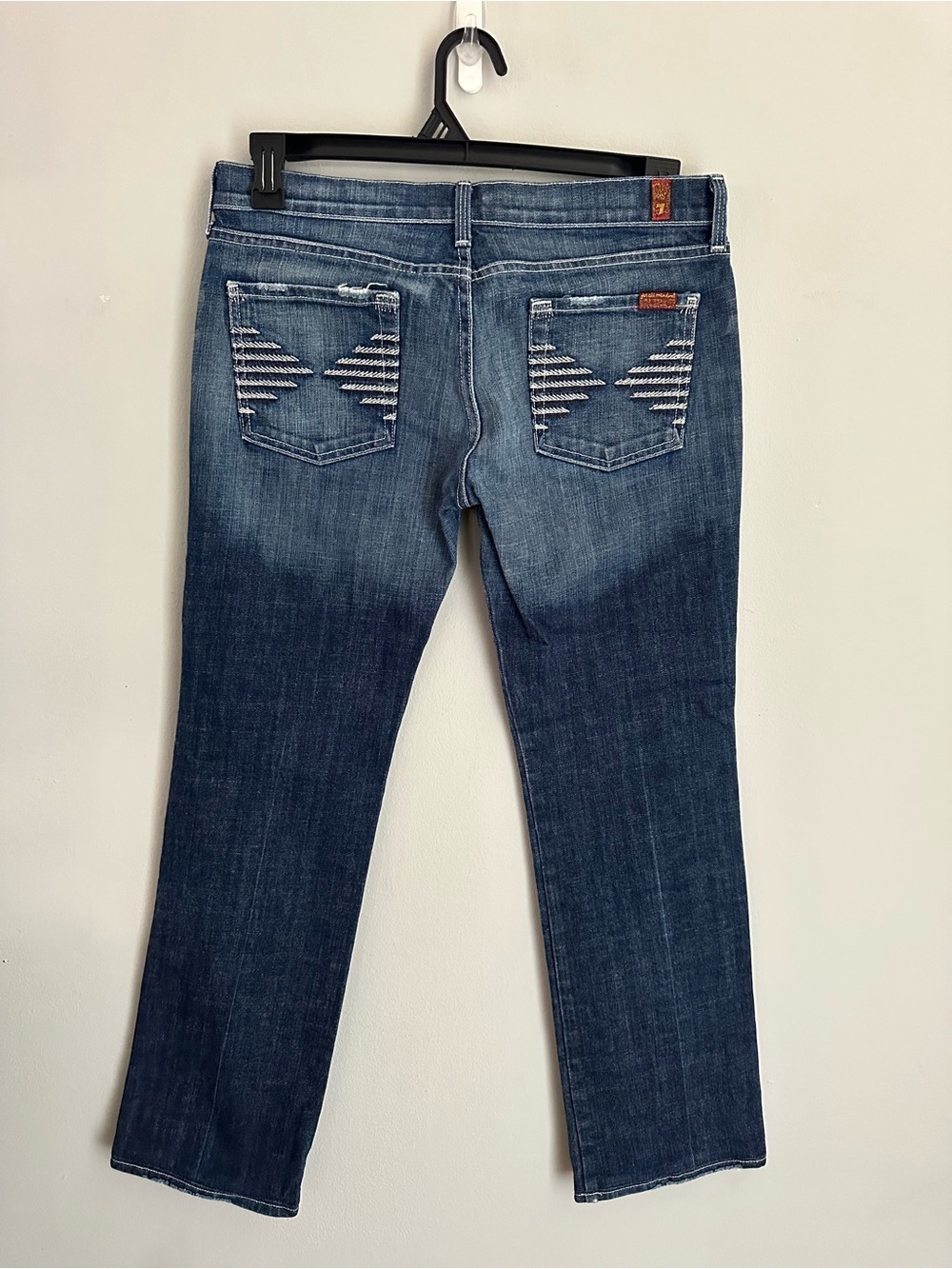 7 For All Mankind Colette Bootcut Jeans Low Rise Washed Blue Size 30 - Picture 3 of 11